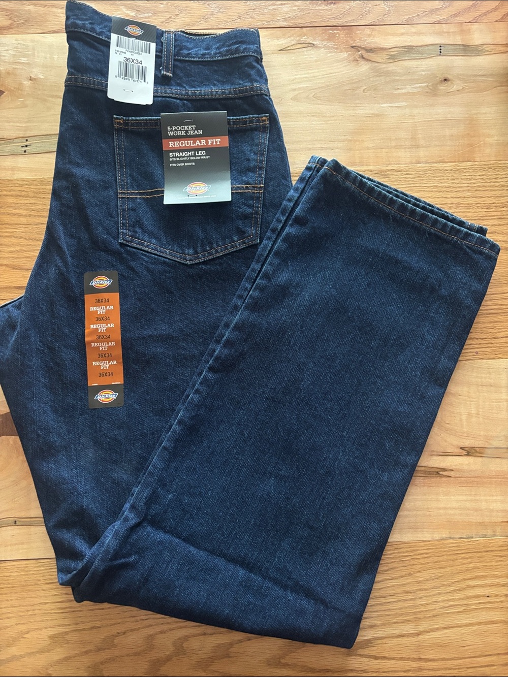 Dickies Men’s Straight Leg Jeans - Dark Blue Denim - Picture 6 of 7